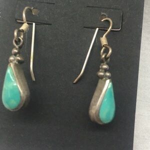Turquoise tear drop sterling dainty earrings
